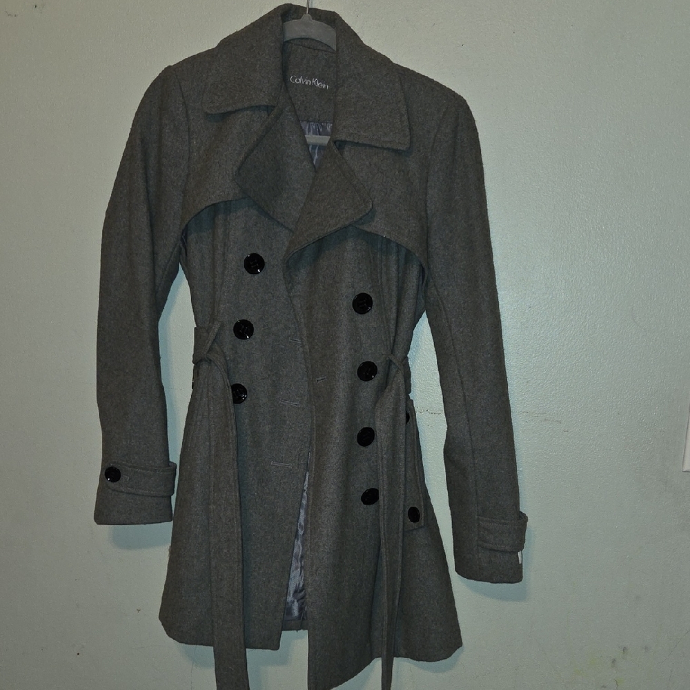 Calvin Klein Charcoal Double-Breasted Trench Coat
